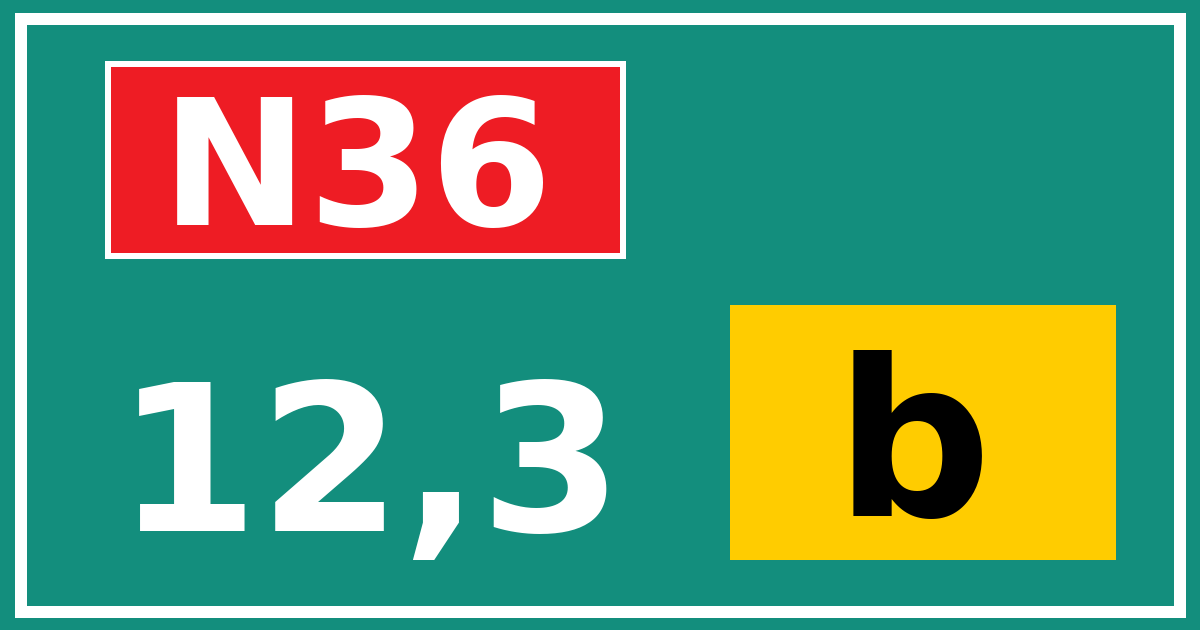 Hectometerbord N36 12,3 letter b
