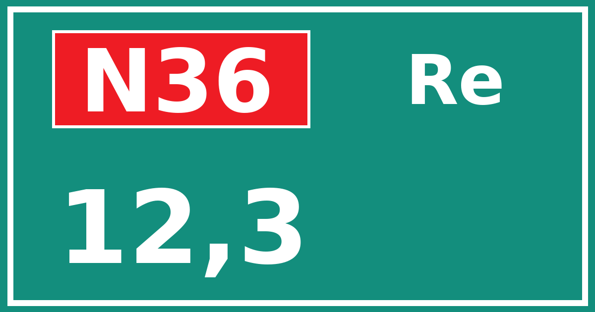 Hectometerbord N36 12,3 zijde Re