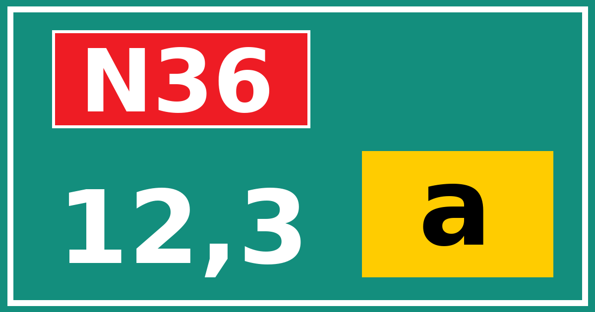 Hectometerbord N36 12,3 letter a
