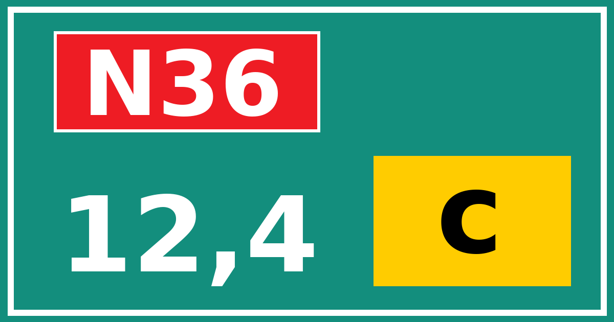 Hectometerbord N36 12,4 letter c
