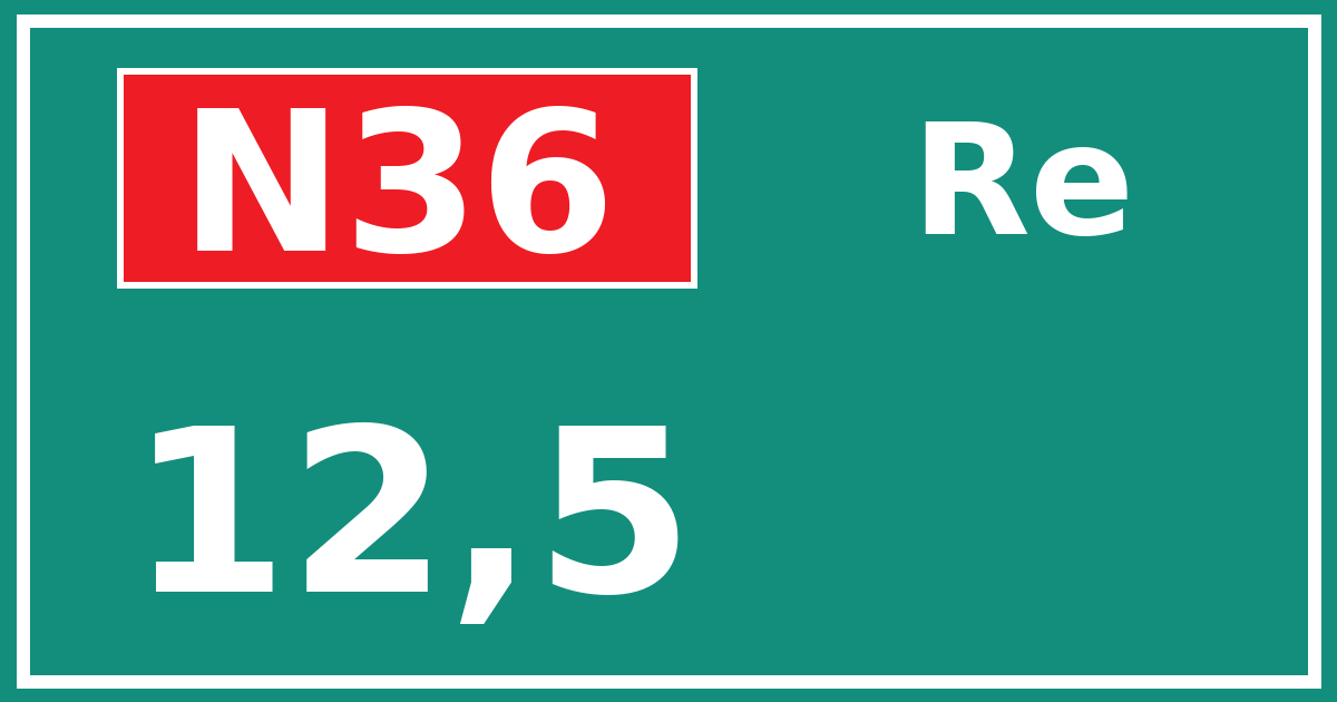 Hectometerbord N36 12,5 zijde Re