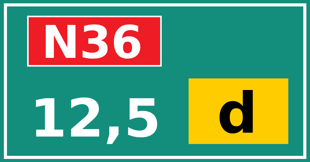 Hectometerbord N36 12,5 letter d