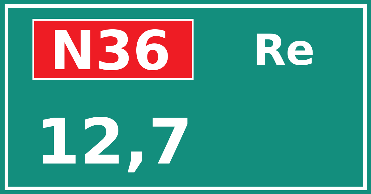 Hectometerbord N36 12,7 zijde Re