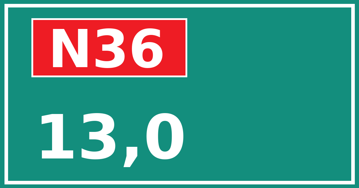 Hectometerbord N36 13,0