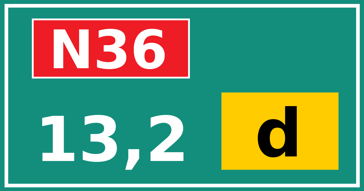 Hectometerbord N36 13,2 letter d