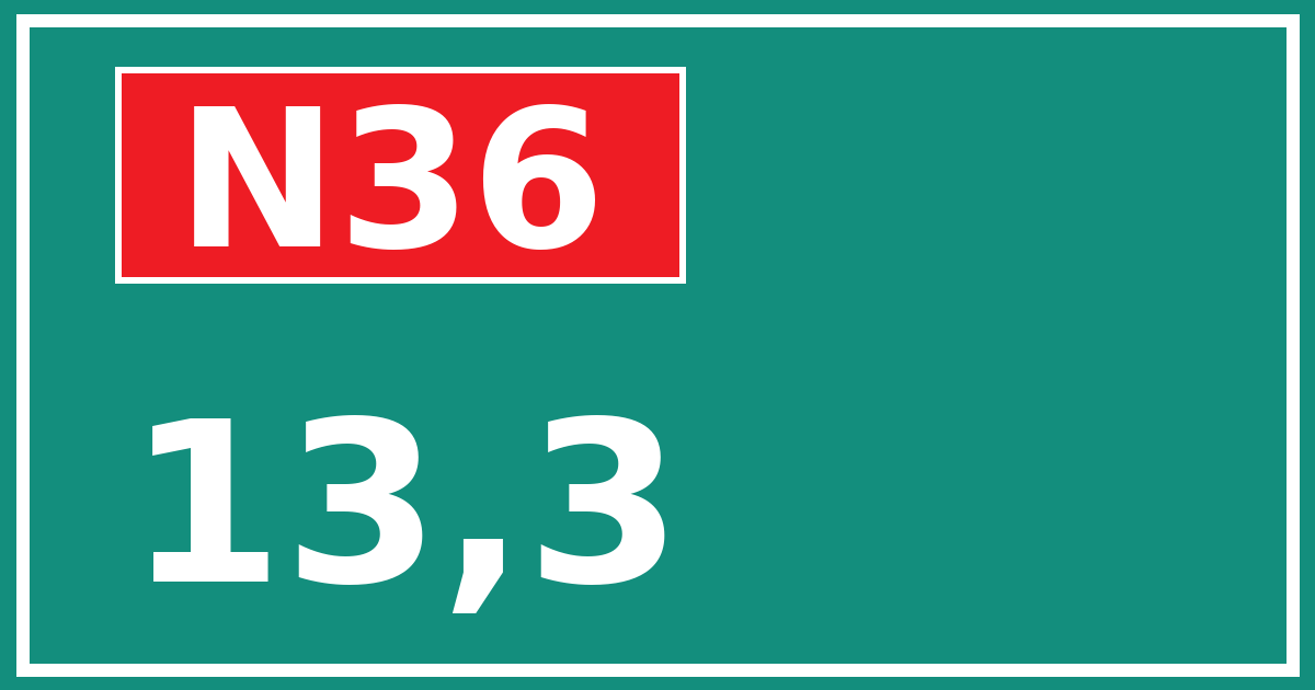 Hectometerbord N36 13,3