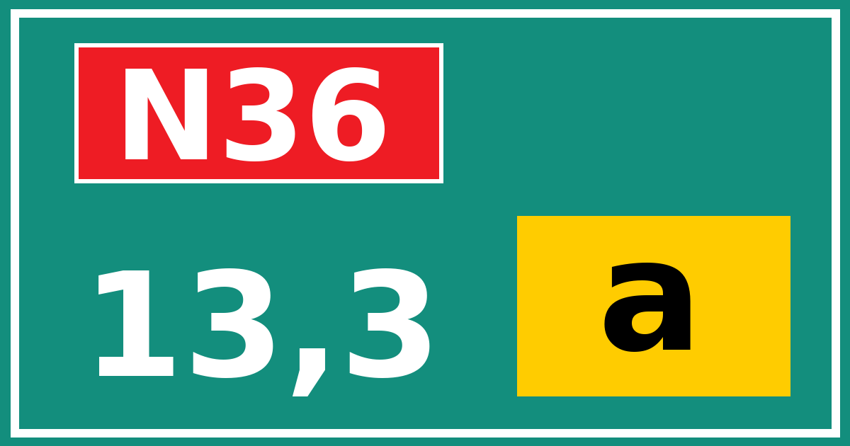 Hectometerbord N36 13,3 letter a