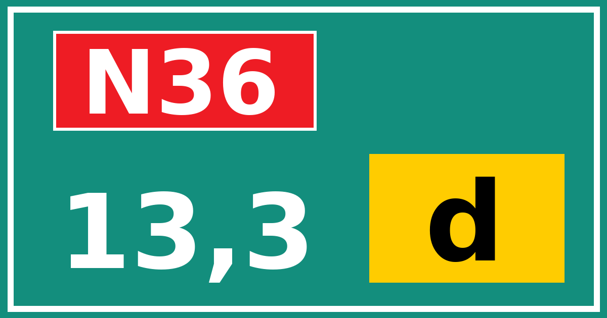 Hectometerbord N36 13,3 letter d