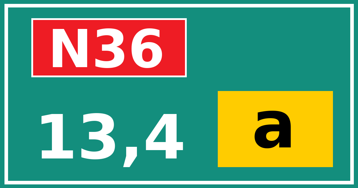 Hectometerbord N36 13,4 letter a