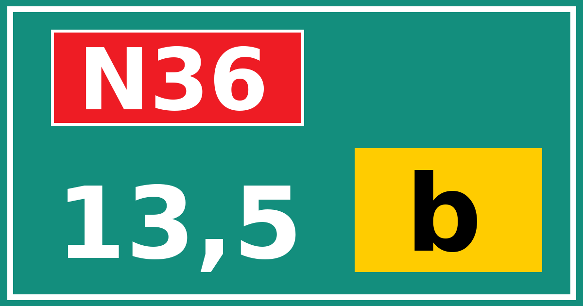 Hectometerbord N36 13,5 letter b