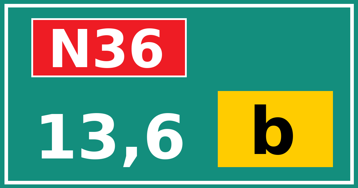 Hectometerbord N36 13,6 letter b