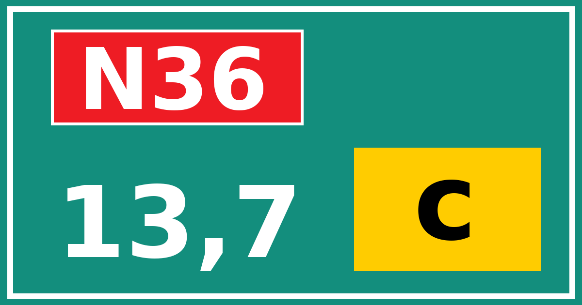 Hectometerbord N36 13,7 letter c