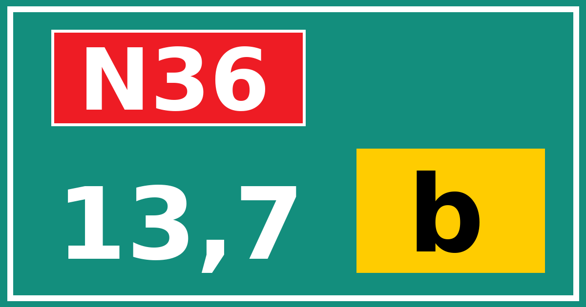 Hectometerbord N36 13,7 letter b