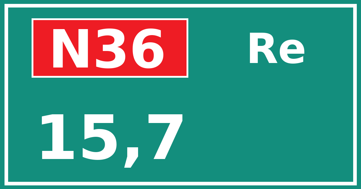 Hectometerbord N36 15,7 zijde Re