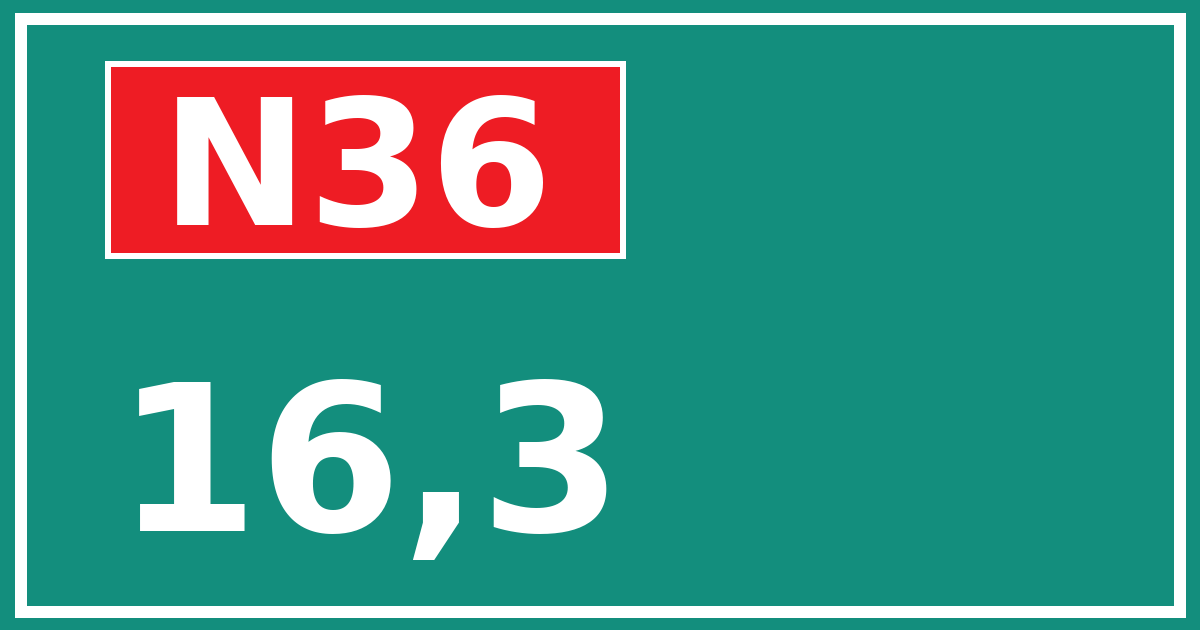 Hectometerbord N36 16,3