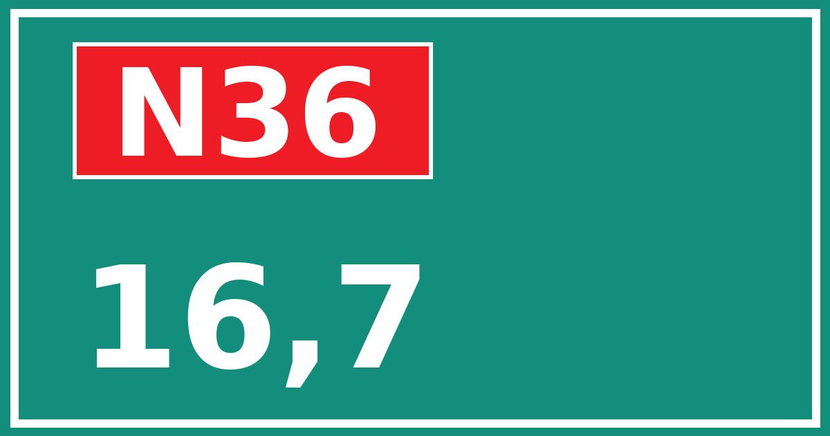 Hectometerbord N36 16,7