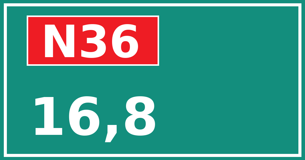 Hectometerbord N36 16,8