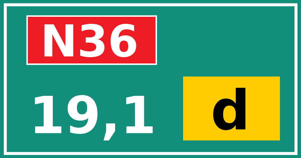 Hectometerbord N36 19,1 letter d