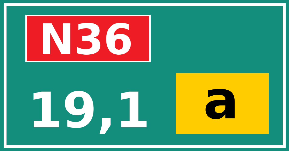 Hectometerbord N36 19,1 letter a