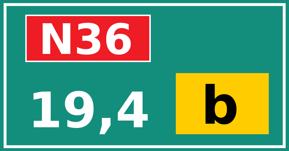 Hectometerbord N36 19,4 letter b