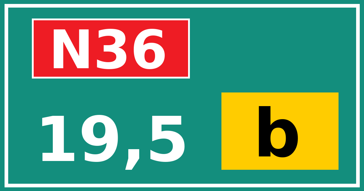 Hectometerbord N36 19,5 letter b
