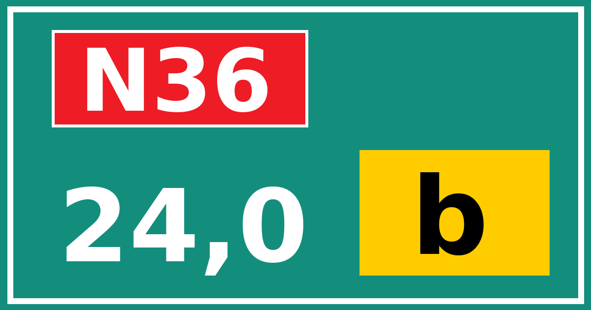 Hectometerbord N36 24,0 letter b