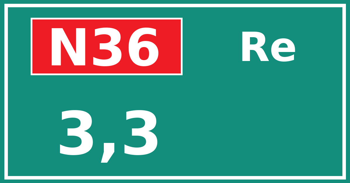 Hectometerbord N36 3,3 zijde Re