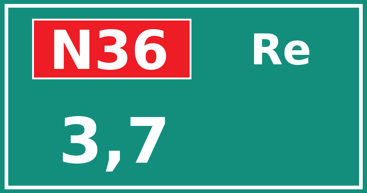 Hectometerbord N36 3,7 zijde Re
