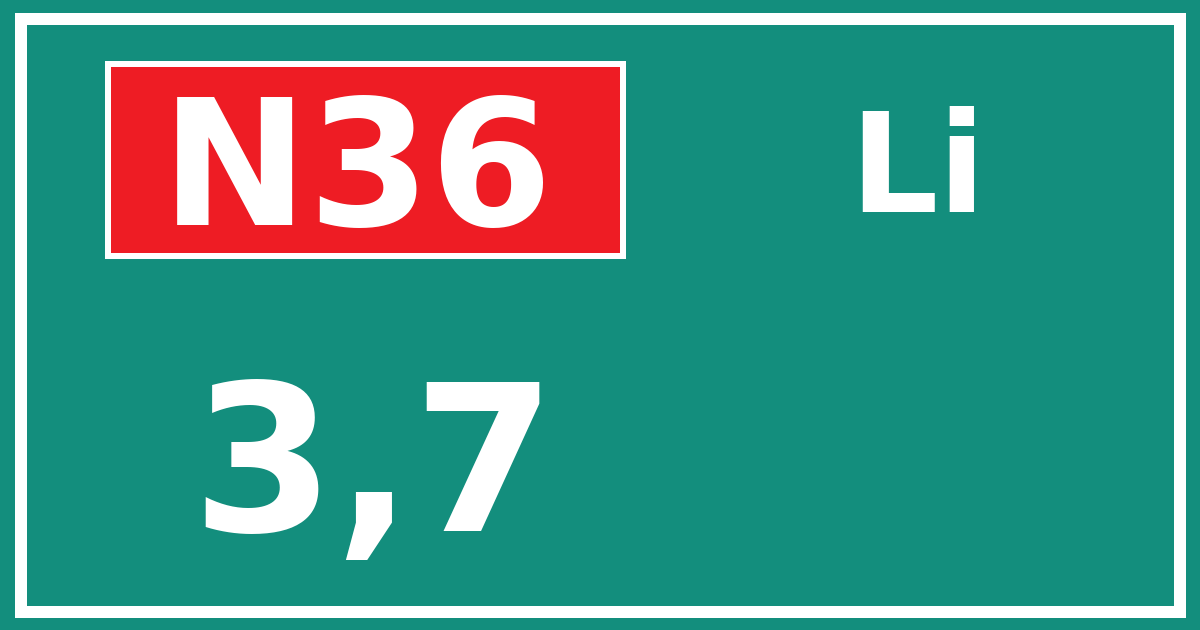 Hectometerbord N36 3,7 zijde Li