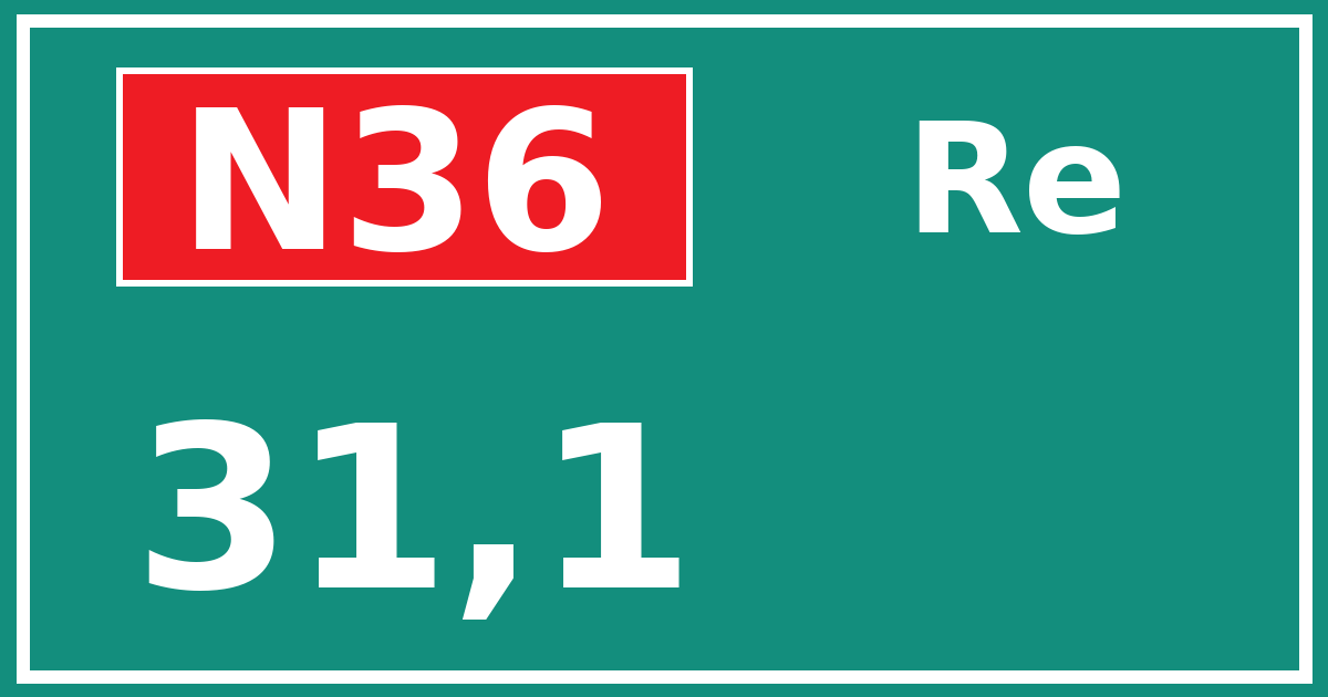 Hectometerbord N36 31,1 zijde Re