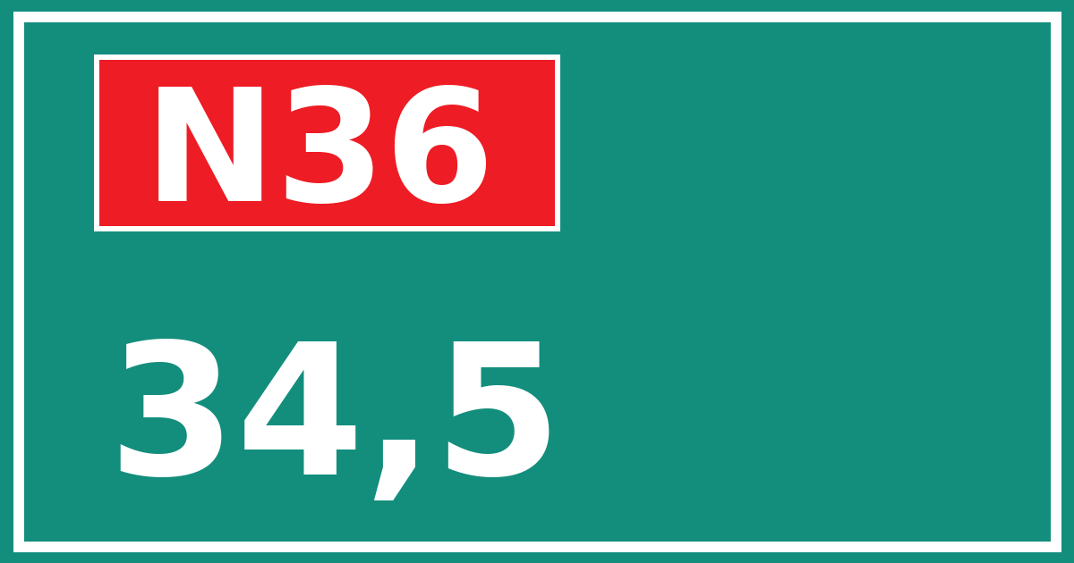 Hectometerbord N36 34,5