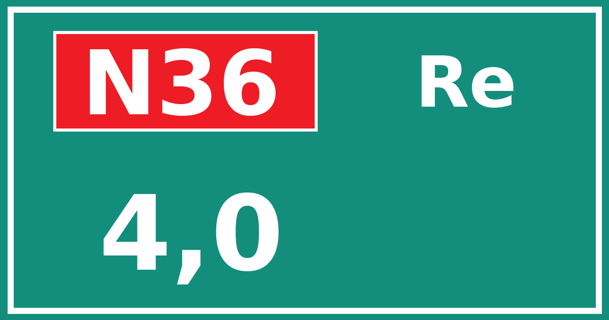 Hectometerbord N36 4,0 zijde Re