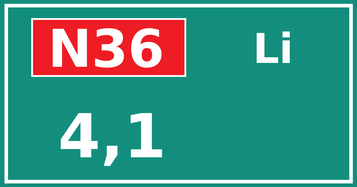Hectometerbord N36 4,1 zijde Li