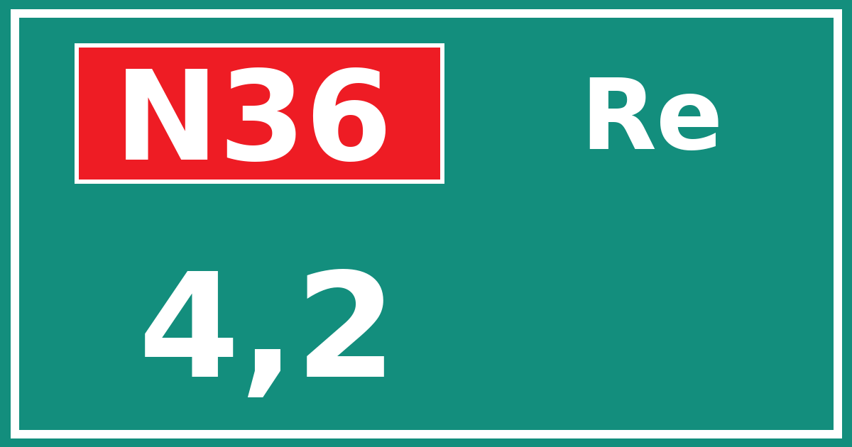 Hectometerbord N36 4,2 zijde Re