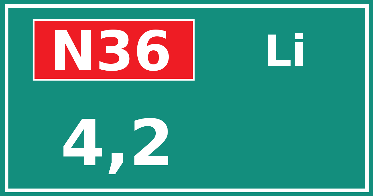 Hectometerbord N36 4,2 zijde Li
