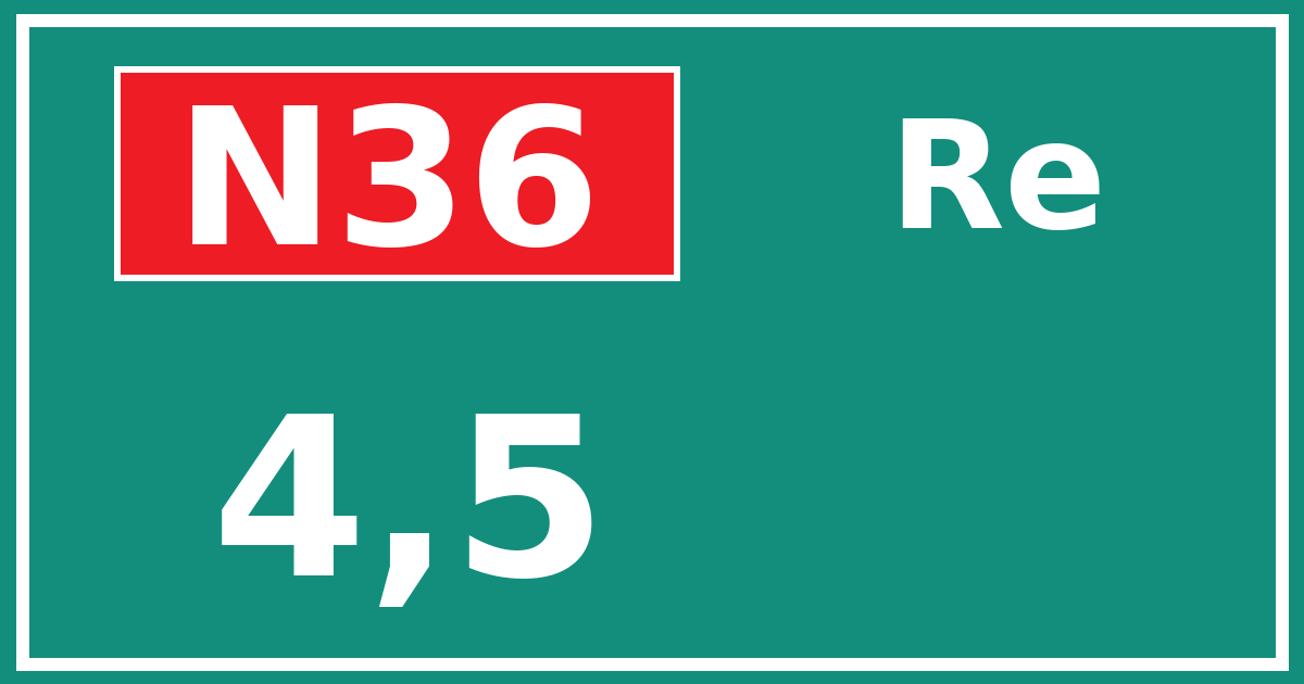 Hectometerbord N36 4,5 zijde Re