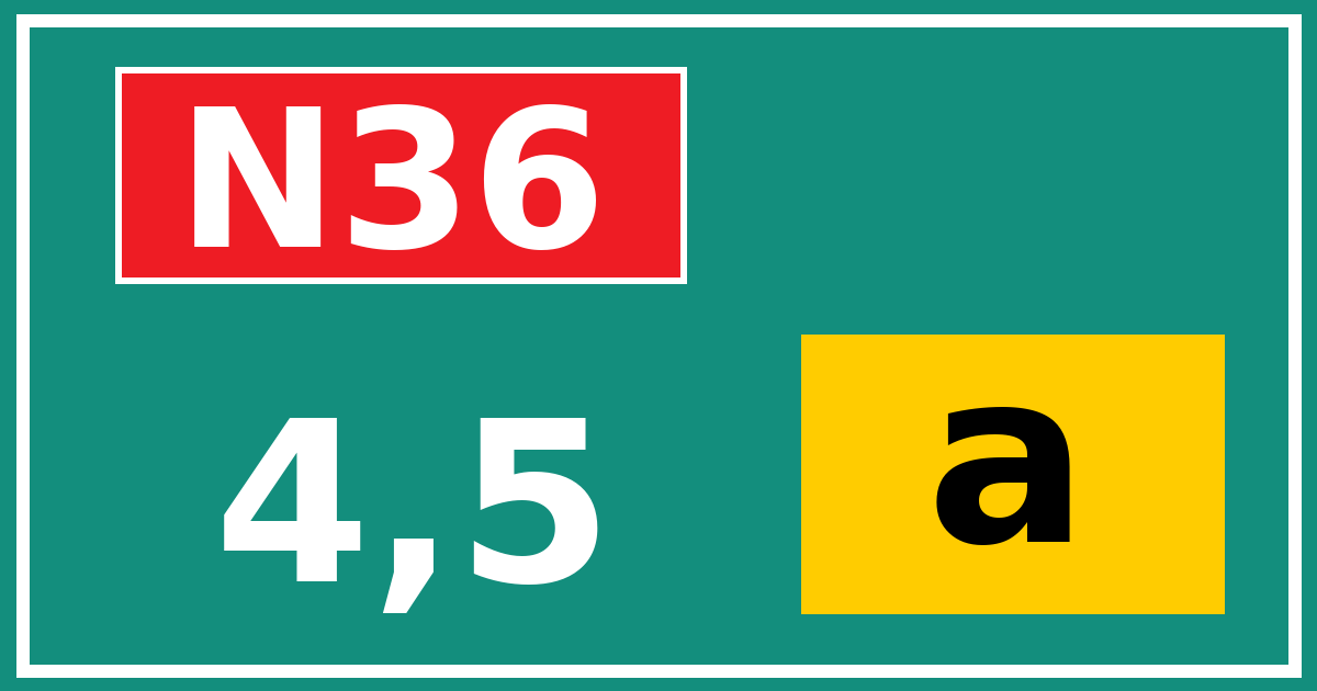 Hectometerbord N36 4,5 letter a