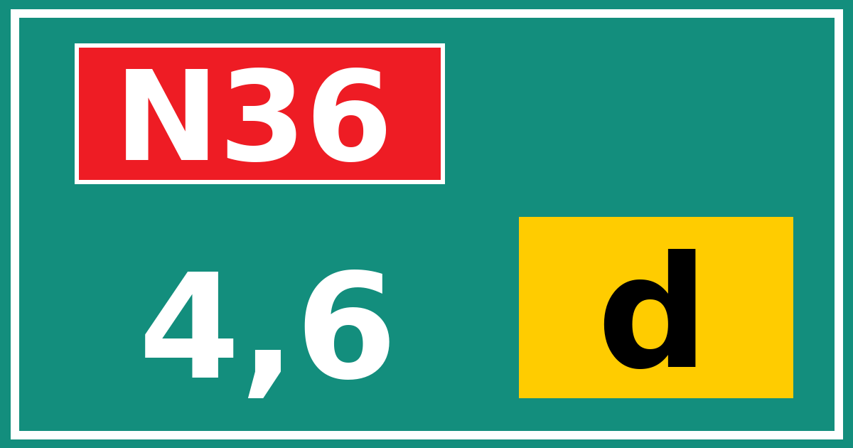 Hectometerbord N36 4,6 letter d