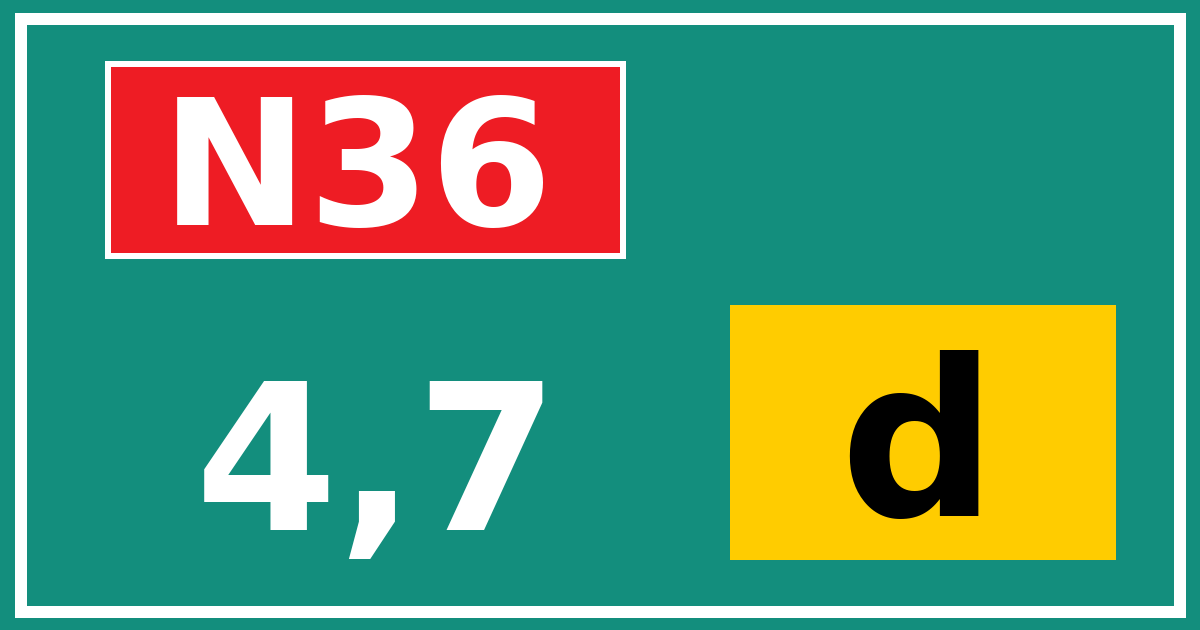 Hectometerbord N36 4,7 letter d