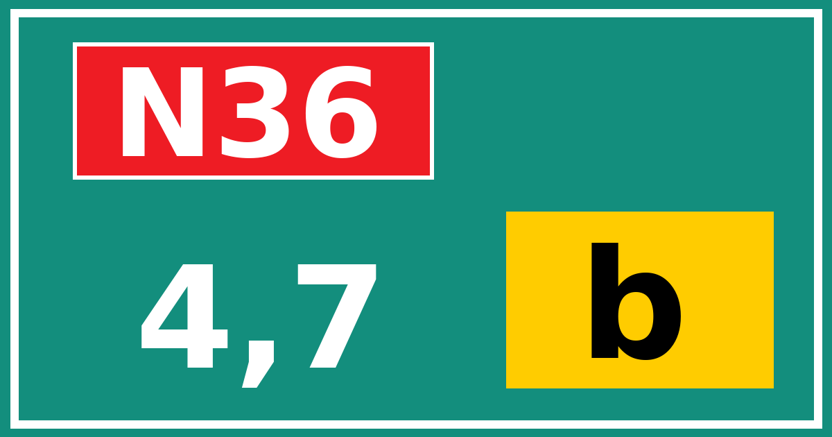 Hectometerbord N36 4,7 letter b