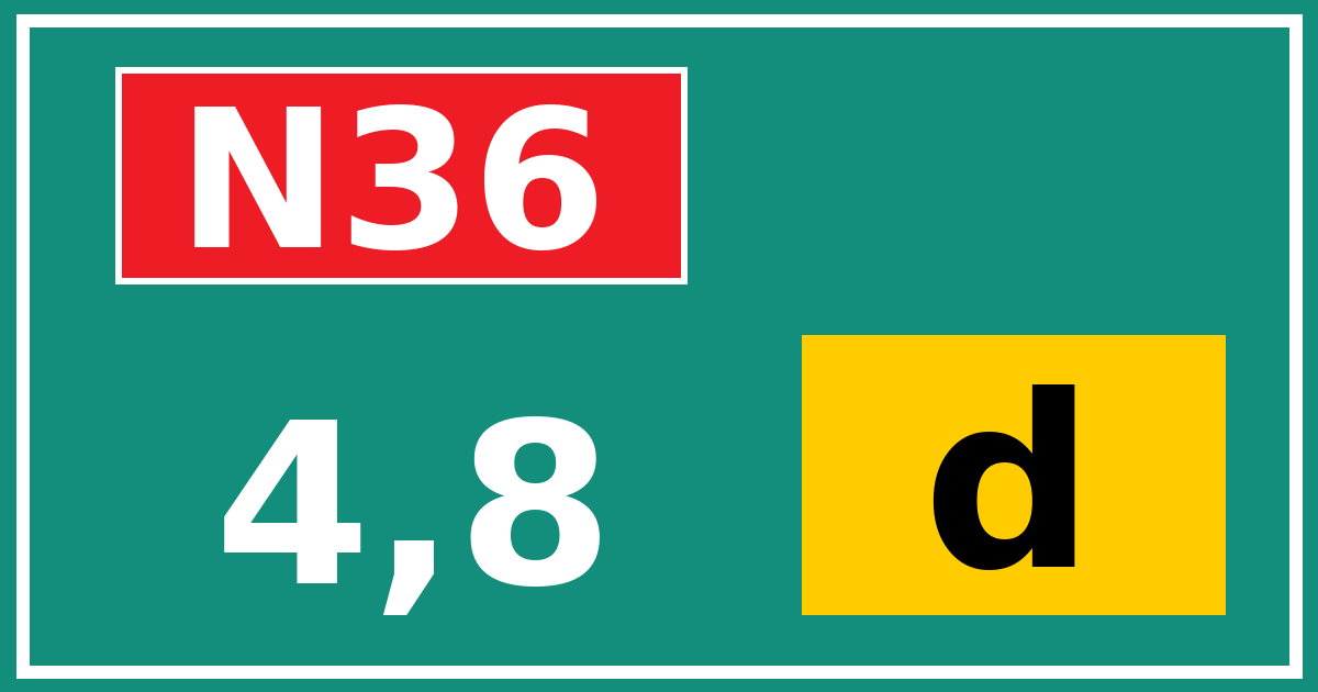 Hectometerbord N36 4,8 letter d
