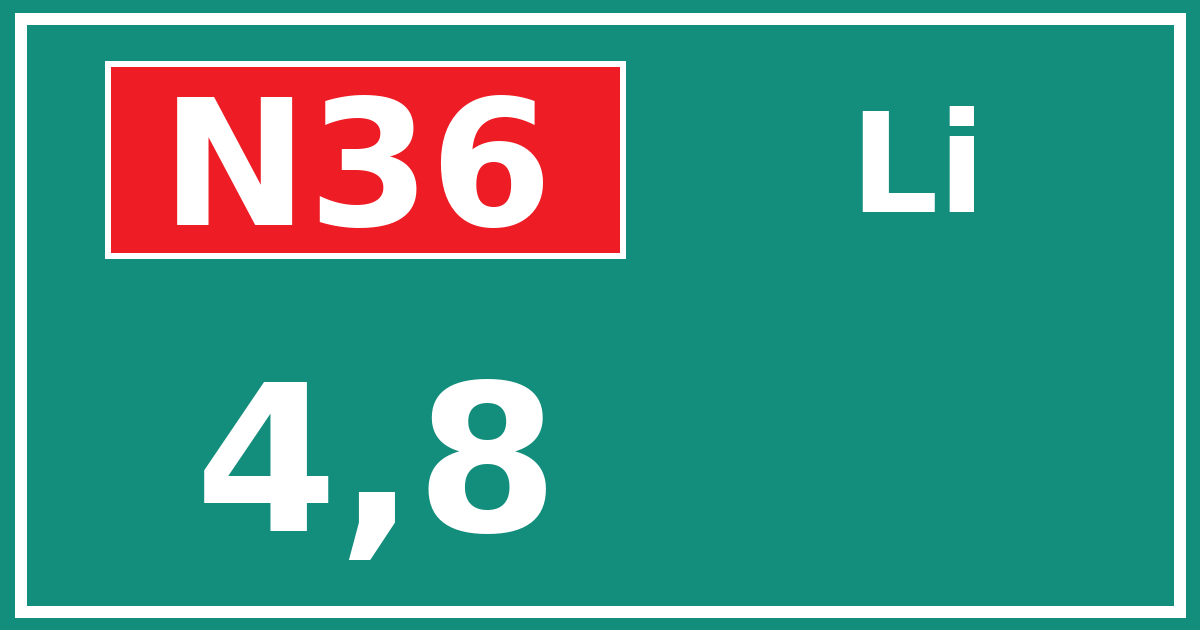 Hectometerbord N36 4,8 zijde Li