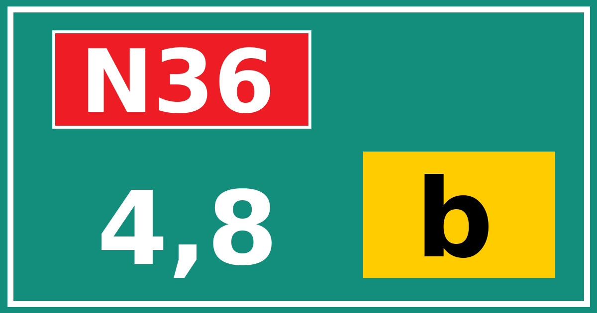 Hectometerbord N36 4,8 letter b