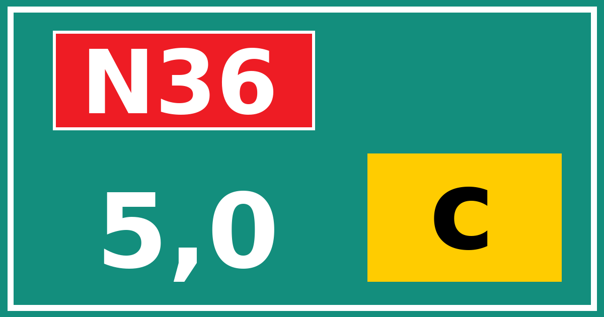 Hectometerbord N36 5,0 letter c
