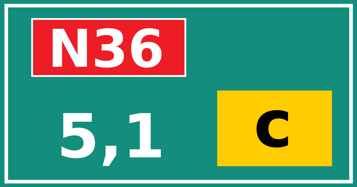 Hectometerbord N36 5,1 letter c