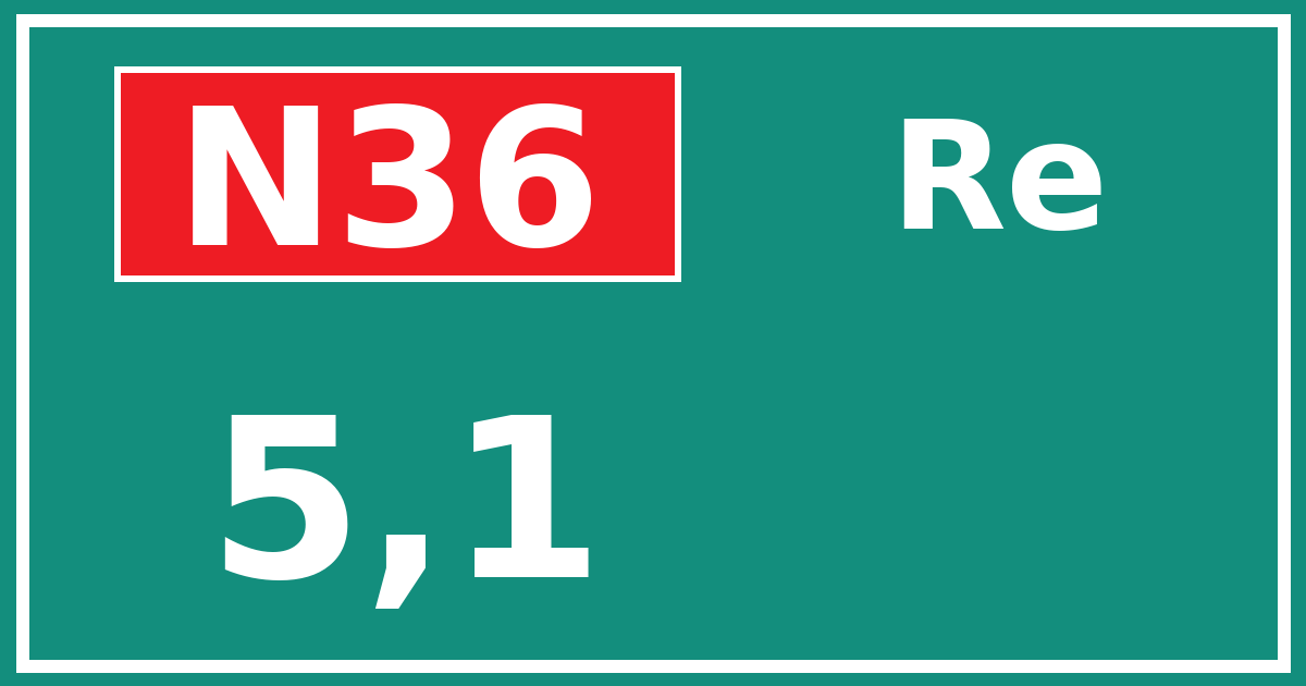 Hectometerbord N36 5,1 zijde Re