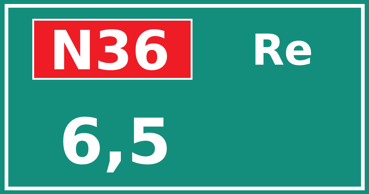 Hectometerbord N36 6,5 zijde Re