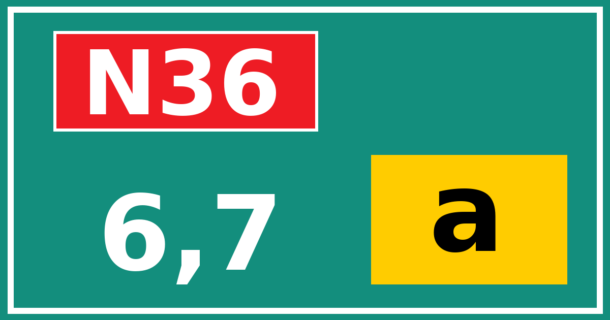 Hectometerbord N36 6,7 letter a