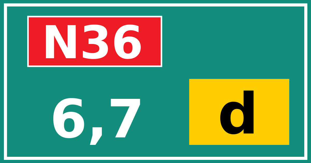 Hectometerbord N36 6,7 letter d