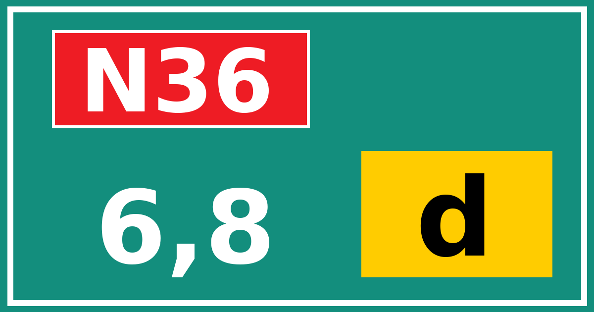 Hectometerbord N36 6,8 letter d